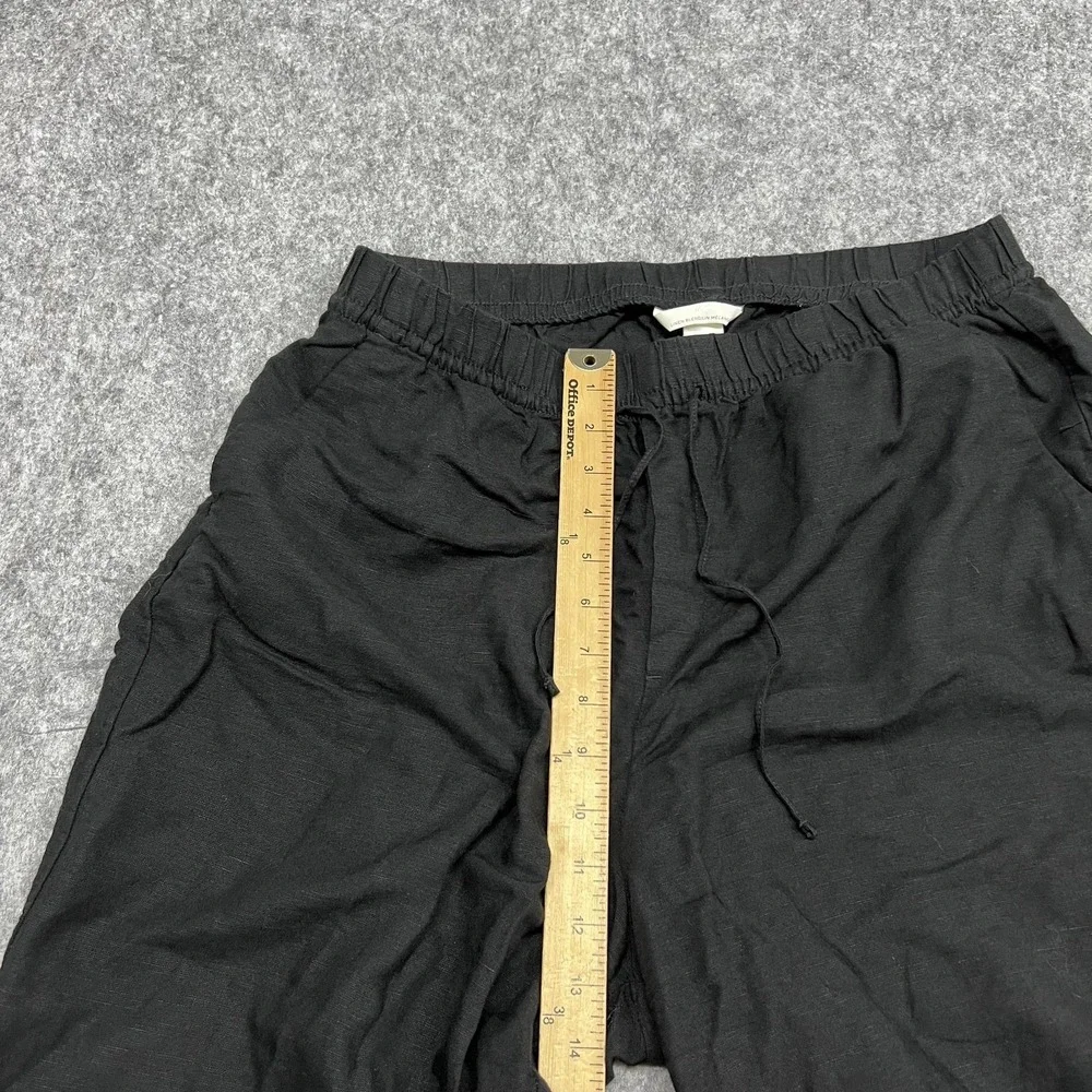 H&M Pants Womens M Black Linen Blend Relaxed Lounge Sweatpants Drawstring